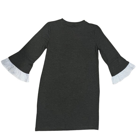 TIANA B. Gray Knit Dress Size S Ruffle Cuff Sleeves Quiet Luxury Minimalist Chic - Picture 10 of 10